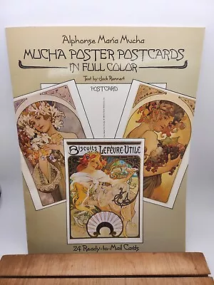 1986 - Alphonse Mucha - Book Of 24 - Full Color Postcards - See Photos • $12.99