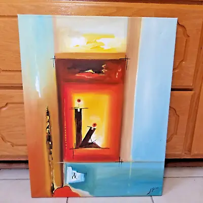 ESTATE ART CLEANOUT: Original Abstract Painting Signed  L. Dibba  Pretty Colors • $25