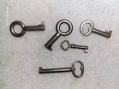 5 Vintage Smaller Skeleton Open End Barrel Keys Cabinet Lock ? • $9.99