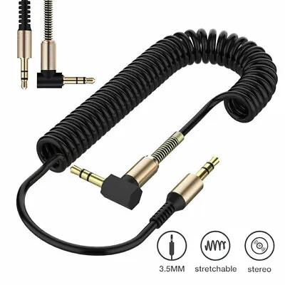 £4.18 • Buy 3.5mm Aux Cable Coiled Male Jack Stereo Audio For Car PC Headphone Lead B4 B4