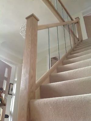 £375.80 • Buy Oak And Embedded Glass Balustrade - Raking - Staircase - Modern Style