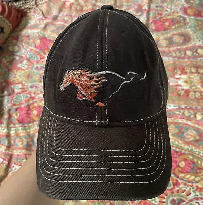 Vintage Ford Mustang Hat Baseball Cap Flaming Fire Horse Logo Black Cotton Flame • $94.50