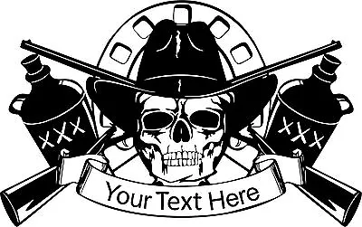 Cowboy Skull Moonshine Gun Custom Name Text Car Truck Window Vinyl Decal Sticker • $31.49