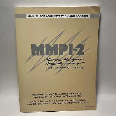 MMPI 2 Multiphasic Personality Inventory-2 Restricted Manual For Scoring • $65.09