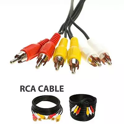 3 RCA Male To 3 RCA Male Stereo Audio Video Cable Composite Cable Gold Plated  • $5.20