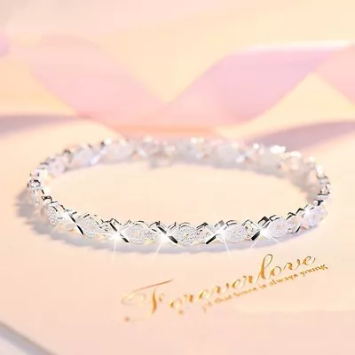 S925 Silver Sterling OX Women Ladies Girl Friendship Bridesmaid Fashion Bracelet • £4.99