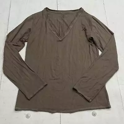 Majestic Paris Brown Long Sleeve V-Neck Shirt Blouse Women Size 4 • $29