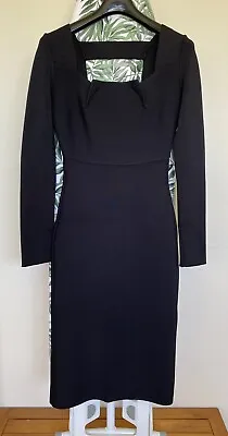 $280 • Buy Roland Mouret Black Long Sleeve Knit Midi Dress Size UK 8