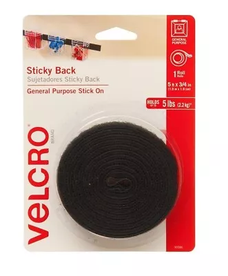 VELCRO Brand 5 Ft X 3/4 In | Black Tape Roll With Adhesive • $12.59