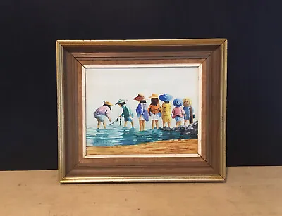 £39.99 • Buy Oil Painting G Burgess St Ives 1980 Girls Paddling In The Sea 12 X 14”