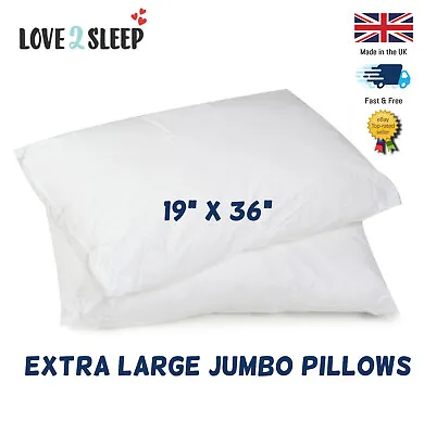 Extra Large Superking Jumbo Big Pillows Polycotton Cover Hollowfibre Filled • £20.99