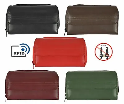 Ladies Real Leather Clutch Wallet RFID Protected Card Holder Coin Pouch Purse • £14.99