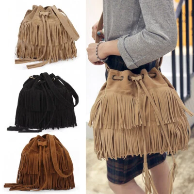 £8.45 • Buy UK Womens Fringe Messenger Shoulder Tassel Bag Handbag Ladies Crossbody Bag Gift