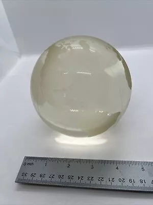 Large Round Vintage Clear Glass World Atlas Paperweight Sphere Ball 5lbs • $25