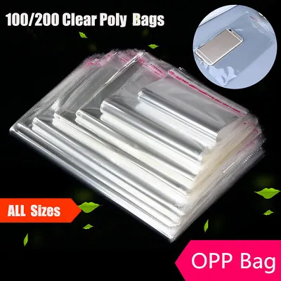 Clear Self Adhesive OPP Bags Cellophane Tape Peel Poly Seal Plastic Packing Bags • $5.92