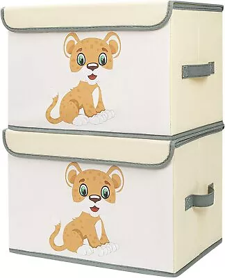 DIMJ 2 Pack Kids Storage Boxes: Foldable Toy Box With Lid & Handle For Toys & St • £25.99