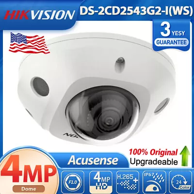 NEW ！Hikvision 4MP DS-2CD2543G2-IWS MIC AcuSense Dome POE IP Camera Wi-Fi Alarm • $141.55