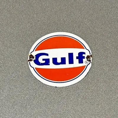 Vintage Gulf Porcelain Sign Car Gas Oil Truck • $44.99