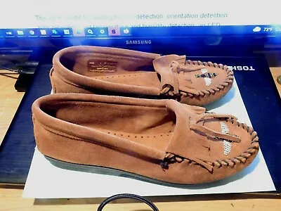 Brown Minnetonka Beaded Hard Sole Moccasin US Womens Size 7Unworn • £33.72