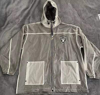 Vintage Oakland Raiders Pro Player Rain Coat Zip UpJacket With Hood Size XL Rare • $49.99