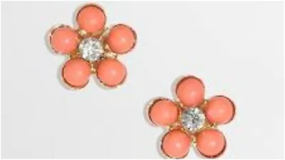 J.Crew Women's Crystal Flower Stud Earrings NWT 22.50  A6386 ORNGE  • $9