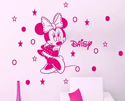Minnie Mouse Wall Sticker Personalised Any Name Girls Wall Art AFC6 DECAL DECOR • $22.94