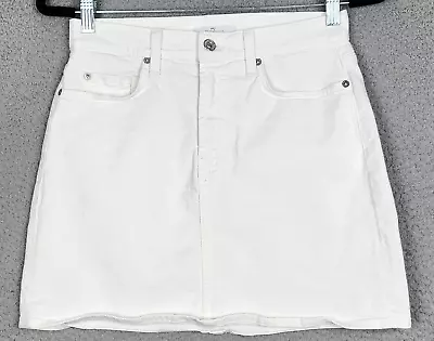 SEVEN FOR ALL MANKIND Skirt Womens Size 27 White Denim Pockets Sexy Mini • $20