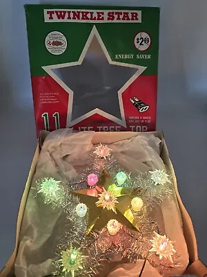 Vintage Lite Flashing Christmas Tree Top Twinkle Star In Original Box  • $10