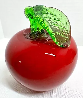 Murano Sommerso Melo Glass Apple Paperweight Hand Blown Art Glass Teacher's Pet • $22.95