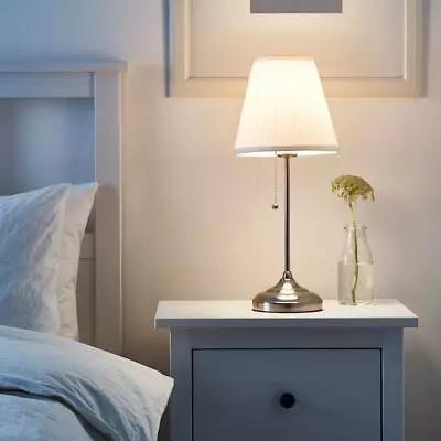 IKEA ÅRSTID Table Lamp Bedside Lights Living Room Soft Light Nickel-Plated • £31.99