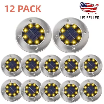 12 PACK Solar In Ground Lights Outdoor Garden In Grond Lights Waterproof Warm • $26.99