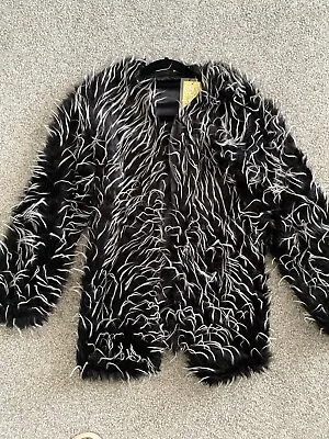 $40 • Buy Nwt Asos Dalmation Black White Faux Fur Coat  Zara Xs