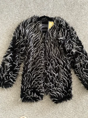 $40 • Buy Nwt Asos Dalmation Black White Faux Fur Coat  Zara Xs