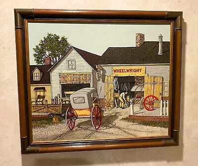 Rare H. Hargrove Painting  Wheelwright  Framed 27 1/2  X 23 1/2   Summer Scene • $46.99