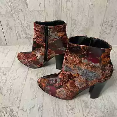 Liliana Womens Boots Size 9 Purple Floral Panne-1 Ankle Booties Heeled • $17.50