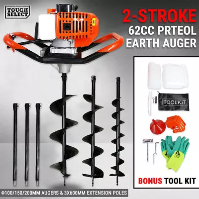 Post Hole Digger 62CC Posthole Petrol Earth Auger Ground Drill Bits Fence Borer • $255.55