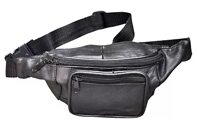 Genuine Real Leather Men Women Waist Bum Bag Unisex Travel Holiday Money Belt Po • £6.99