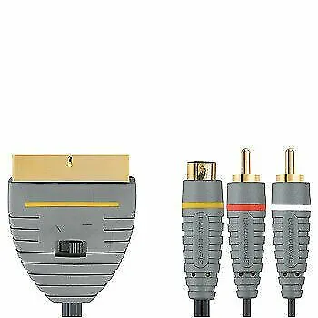 £5.95 • Buy Bandridge 2m 24K Gold Switchable SCART Male To 2x RCA Stereo, SVHS S-Video Cable