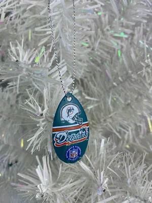 NFL Miami Dolphins Logo Vintage Teardrop Spinner Christmas Tree Ornament Small • $1.99