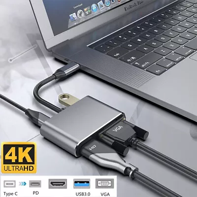 USB 3.1 Type C To HDMI VGA Adapter For IPhone 15/Plus/Pro Max Macbook Samsung TV • $14.85