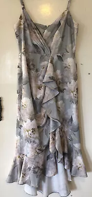 City Chic Size M Grey Pastel Floral Formal Polyester Strappy Maxi Dress NWTGS • $27.25