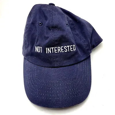 Not Interested Novelty Hat Cap Blue Used Strapback B25D • $8.99