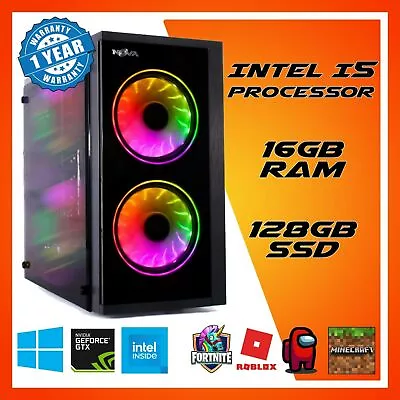 Ultra Fast Gaming PC Build | Optional Bundle | 128GB SSD | Intel I5 NVIDIA GTX • £454.99