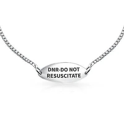 DNR-Do Not Resuscitate Medical Alert ID Oval Thin Box Link Bracelet Engraved • $28.99