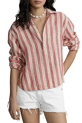 Polo Ralph Lauren Linen Shirt Linen Blouse Mullet Shirt T-Shirt Top Blouse New S • $118.20