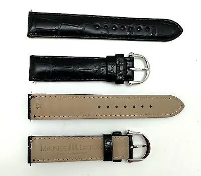 17mm Maurice Lacroix Black Gator Leather Band W Buckle Watch Band Strap 17/16 • $149