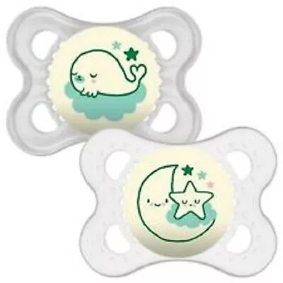 2 - Mam Green Glow In The Dark Pacifiers - Night Collection - 0-6 Months • $8.99