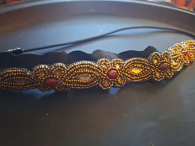 Beaded Ribbon Headband Elastic Hairband Vintage Boho Flapper Hippie • $9