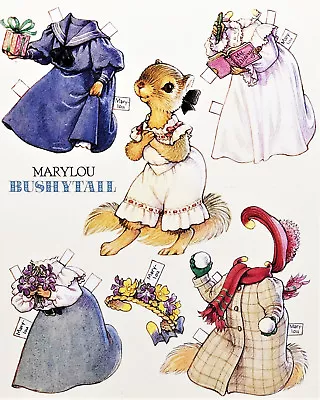 MARYLOU BUSHYTAIL SQUIRREL PAPER DOLL POST CARD Large 7x6  Rare! MINT Shackman • $14.99