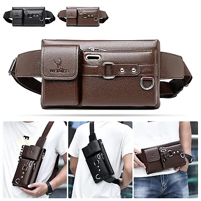 Waist Bag Belt Fanny Pack PU Leather Sling Chest Shoulder Pouch Camping Hiking • $12.99